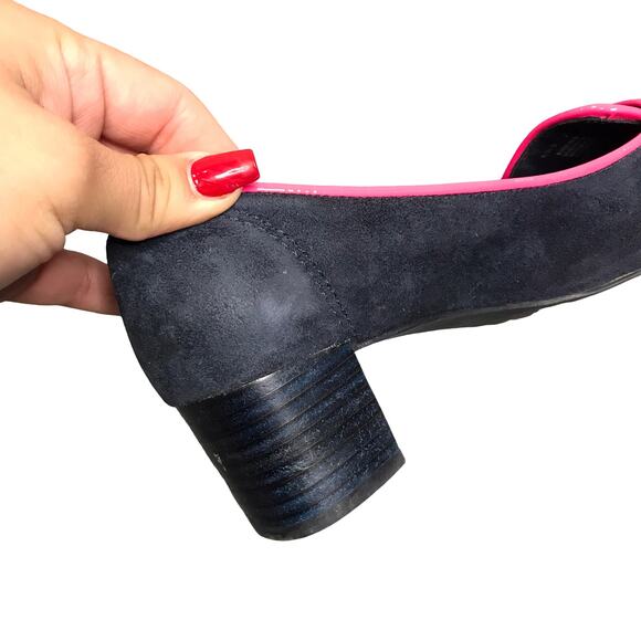 Tory Burch Nora Navy Blue/Pink Suede Loafers Size: 6.5 - Picture 4 of 7